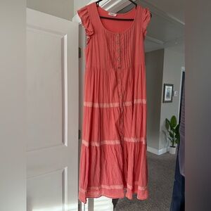 Peach button down maxi dress